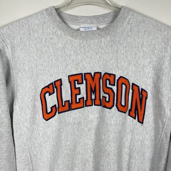 Vintage Champion Reverse Weave Sweatshirt Size Medium Gray Clemson Crew Neck - Picture 5 of 9